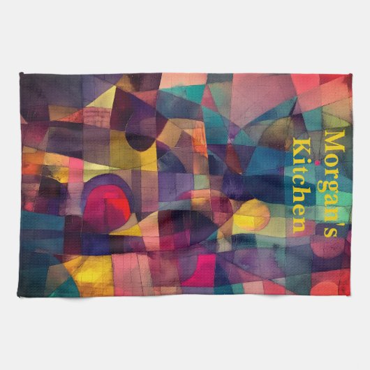 Aangepaste levendige Abstracte geometrische kunst Theedoek (Horizontaal)