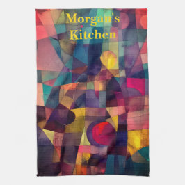 Aangepaste levendige Abstracte geometrische kunst Theedoek