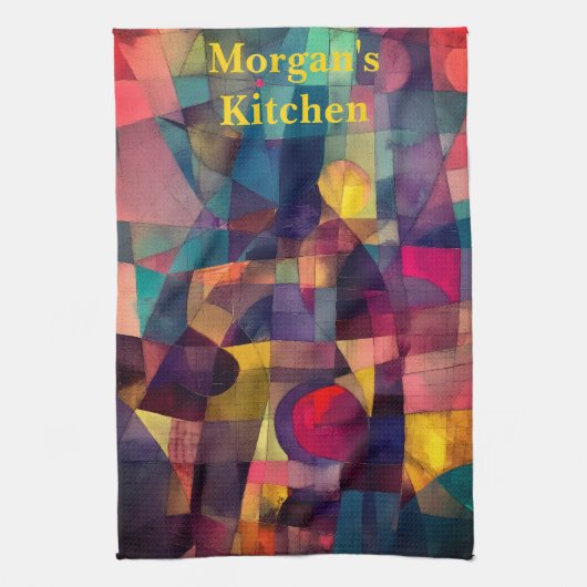 Aangepaste levendige Abstracte geometrische kunst Theedoek (Verticaal)