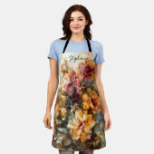 Aangepaste levendige bloemschildering in waterverf schort (Gedragen)