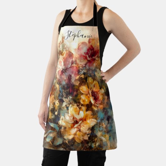 Aangepaste levendige bloemschildering in waterverf schort (Insitu)