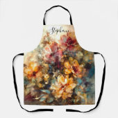 Aangepaste levendige bloemschildering in waterverf schort (Voorkant)