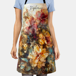 Aangepaste levendige bloemschildering in waterverf schort