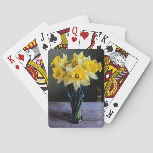 Aangepaste levendige gele affodieten leven nog ste pokerkaarten (Achterkant)