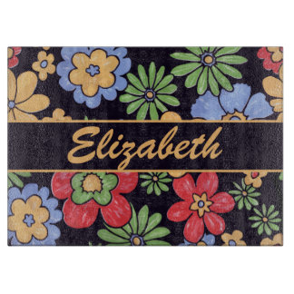 Aangepaste levendige, kleurrijke bloemen om u aan snijplank