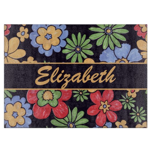 Aangepaste levendige, kleurrijke bloemen om u aan  snijplank (Voorkant)