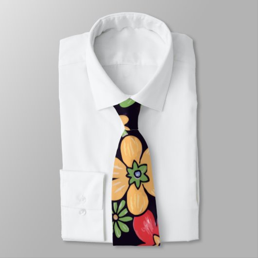 Aangepaste levendige, kleurrijke bloemen stropdas (Gebonden)