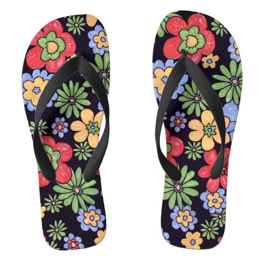 Aangepaste levendige, kleurrijke bloemen teenslippers (Voetbed)