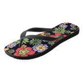 Aangepaste levendige, kleurrijke bloemen teenslippers (Schuin)