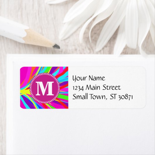 Aangepaste, levendige monogram kleuren, penseelstr etiket (Insitu)