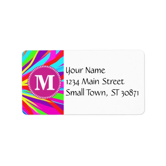 Aangepaste, levendige monogram kleuren, penseelstr etiket (Voorkant)
