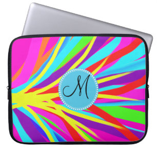 Aangepaste, levendige monogram kleuren, penseelstr laptop sleeve