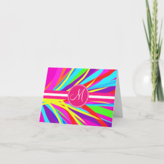 Aangepaste, levendige monogram kleuren, penseelstr notitiekaartje