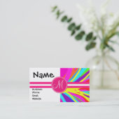 Aangepaste, levendige monogram kleuren, penseelstr visitekaartje (Staand voorkant)