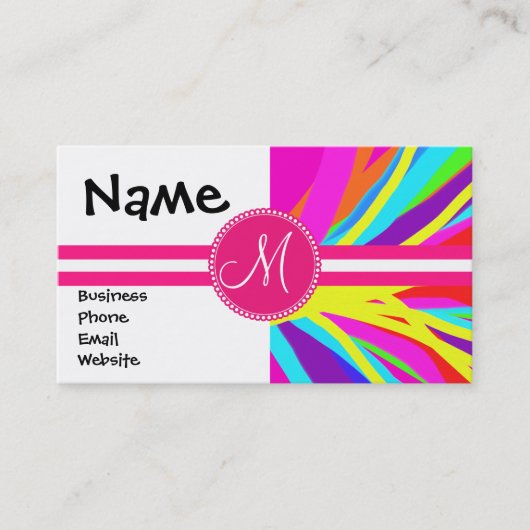 Aangepaste, levendige monogram kleuren, penseelstr visitekaartje (Voorkant)