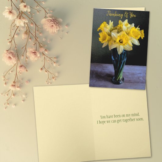 Aangepaste Levendige Narcis Stilleven Denk Aan Jou Kaart