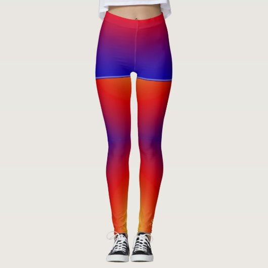 Aangepaste levendige regenboog met Fake Blue Short Leggings (Voorkant)