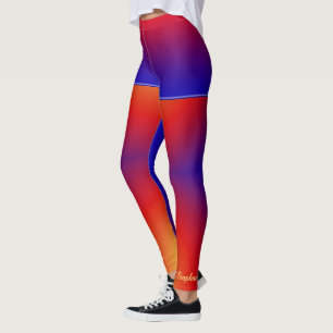 Aangepaste levendige regenboog met Fake Blue Short Leggings
