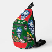 Aangepaste levendige streetart achtergrond monster sling bag (Rechterhoek)