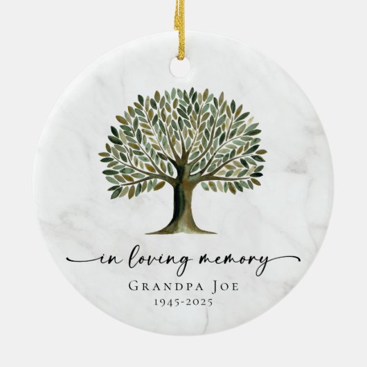 Aangepaste levensboom Aandenken ter liefdevolle he Keramisch Ornament (Achterkant)