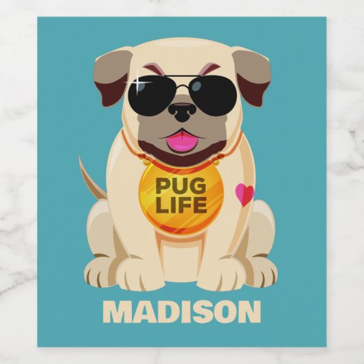 Aangepaste levensnaam en kleur wijn etiket (Enkel label)