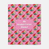 AANGEPASTE LEZING CORNER BOOKS roze Fleece Deken (Voorkant)