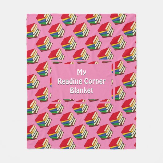 AANGEPASTE LEZING CORNER BOOKS roze Fleece Deken (Voorkant)