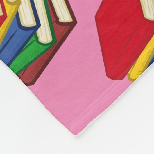 AANGEPASTE LEZING CORNER BOOKS roze Fleece Deken (Hoek)