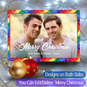 Aangepaste LGBT-fotografie met regenboogvlag voor  Feestdagenkaart