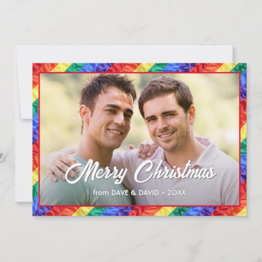 Aangepaste LGBT-fotografie met regenboogvlag voor  Feestdagenkaart (Voorkant)