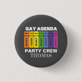 Aangepaste LGBT-partij Bemanningsagenda regenboog Ronde Button 3,2 Cm (Voorkant)
