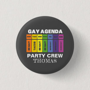 Aangepaste LGBT-partij Bemanningsagenda regenboog Ronde Button 3,2 Cm