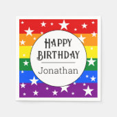 Aangepaste LGBTQ Rainbow Birthday Party Naam Servet (Voorkant)