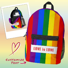 Aangepaste LGBTQ + Rainbow Flag Love Stripes voor  Bedrukte Rugzak