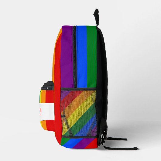 Aangepaste LGBTQ + Rainbow Flag Love Stripes voor Bedrukte Rugzak (Rechts)