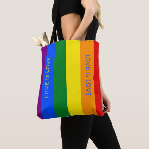 Aangepaste LGBTQIA+ Regenboogvlag Liefdesstreep vo Tote Bag