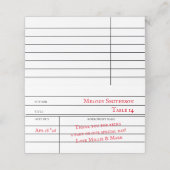 Aangepaste Library Checkout Kaart Tafel Zitplaatse Klantenkaartje (Buitenkant ongevouwen)