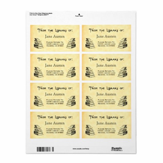 Aangepaste "Library of"  Books-labels Etiket (Full Sheet)