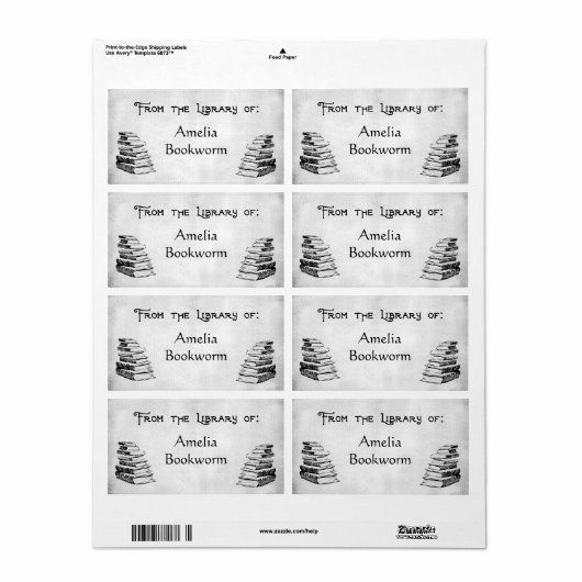 Aangepaste "Library of"  Books-labels Etiket (Full Sheet)