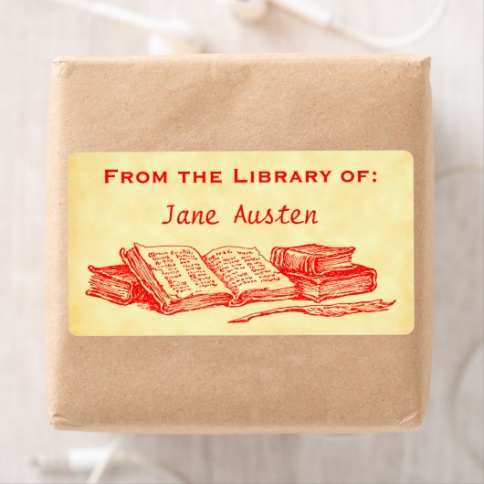 Aangepaste "Library of" Red  Books Label (Insitu)