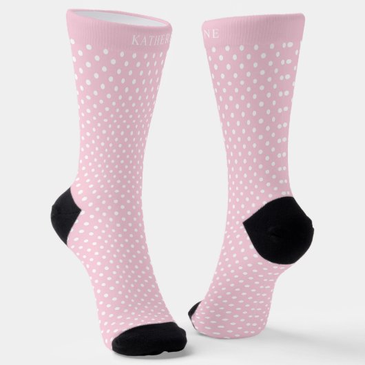 Aangepaste Licht Baby Pastel Roze Witte Stippen Sokken (Gebogen)