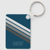 Aangepaste licht donkergrijze strepen op donkerbla sleutelhanger (Achterkant)