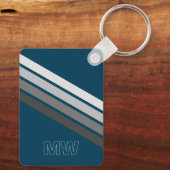 Aangepaste licht donkergrijze strepen op donkerbla sleutelhanger (Achterkant)