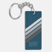 Aangepaste licht donkergrijze strepen op donkerbla sleutelhanger (Voorkant Links)