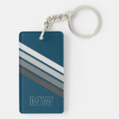 Aangepaste licht donkergrijze strepen op donkerbla sleutelhanger (achterkant)