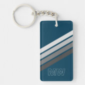 Aangepaste licht donkergrijze strepen op donkerbla sleutelhanger (Voorkant)