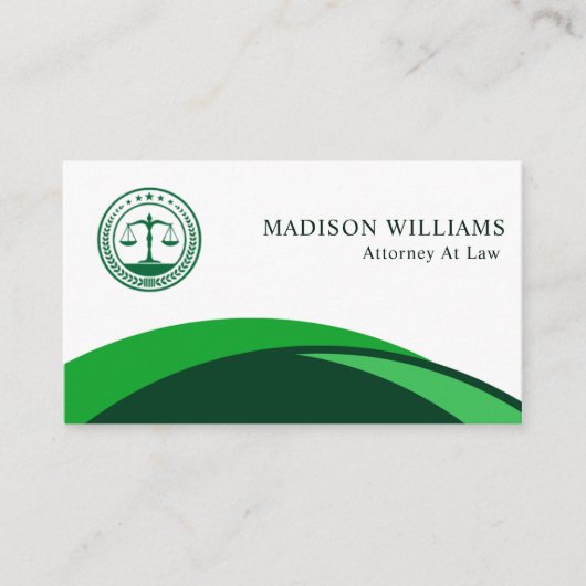 Aangepaste Licht Wit Donkergroen Juridische Kantoo Visitekaartje (Voorkant)