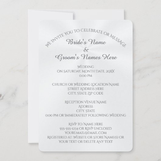 Aangepaste lichtblauwe en witte bruiloft-uitnodigi kaart (Achterkant)
