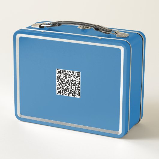 Aangepaste lichtblauwe lunchbox – naam en QR-code (Achterkant)