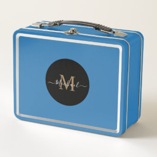 Aangepaste lichtblauwe lunchbox – naam en QR-code